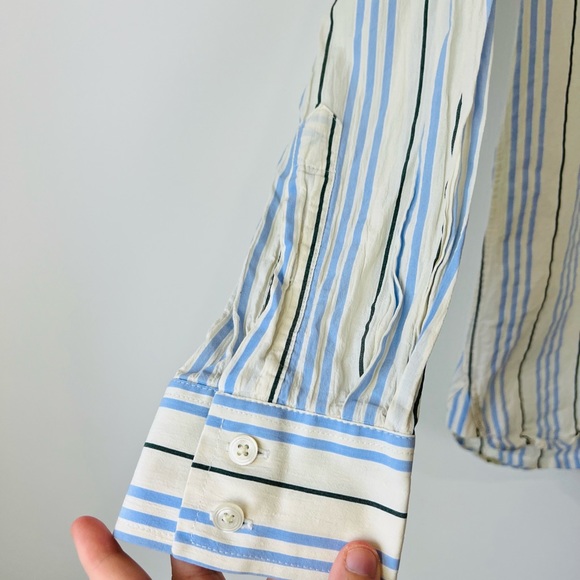 Burberry Cream and Blue Striped Y2K 00’s Tailored Classic Dress Shirt UK M - Picture 5 of 12